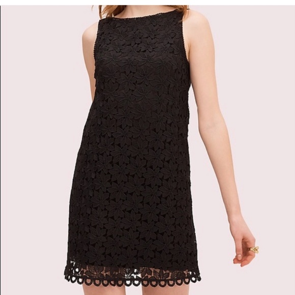 Kate Spade Leaf Lace Black Sleeveless Shift Dress Size 8 - Picture 1 of 13